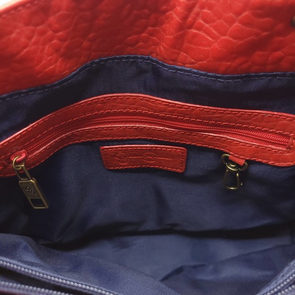 New Jessica Simpson Ruffle Purse Vegan Leather Handbag Red w/ Crossbody Strap - Picture 5 of 11